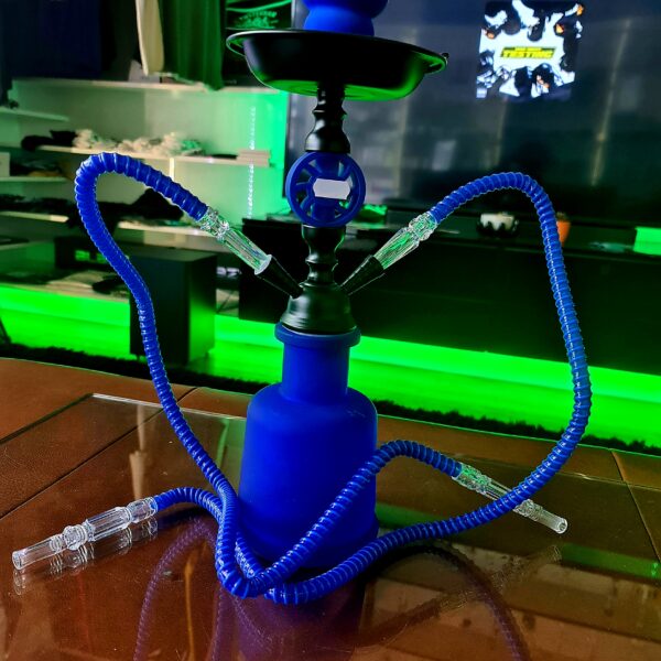FAJKA WODNA SHISHA 2-WĘŻOWA "FROSTY" NIEBIESKA 40 CM