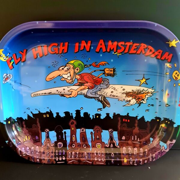Metalowa tacka "Fly High In Amsterdam" 18x14