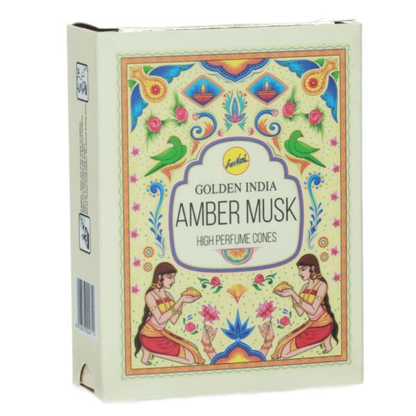 Kadzidełka Stożkowe Golden India 10 szt. - Amber Musk