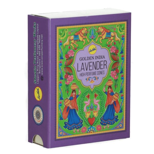 Kadzidełka Stożkowe Golden India 10 szt. - Lavender